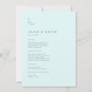 Seafoam Modern Wedding Menu Kaart