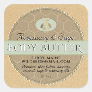 Seafoam op kraft Beeswax Body Butter Vierkante Sticker