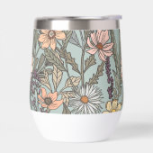 Seafoam Pink Yellow Retro Wildflower (Gauche)