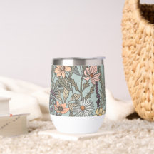 Seafoam Pink Yellow Retro Wildflower