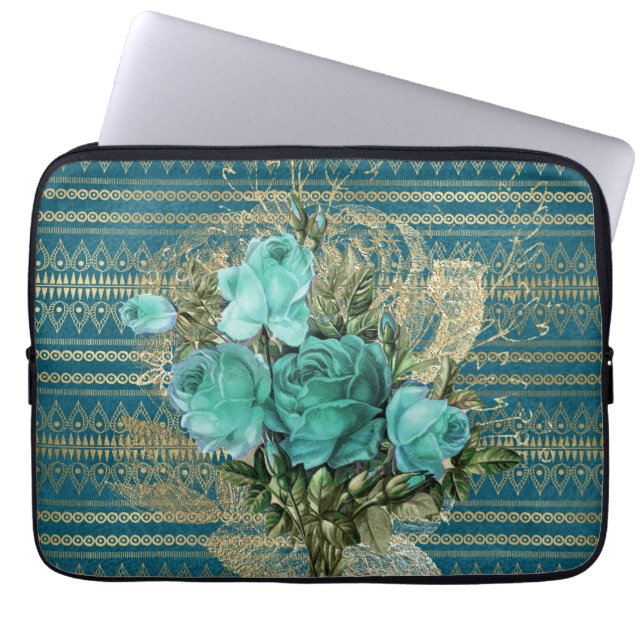 Seafoam Rozen Bouquet Laptop Sleeve (Voorkant)