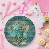 Seafoam Rozen Bouquet Papieren Bordje (Feest)