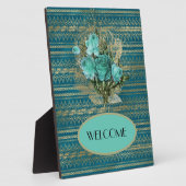 Seafoam Rozen Bouquet Welcome Tabletop Fotoplaat (Zijkant)