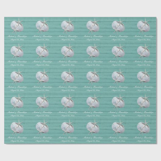 Seafoam Rustic Sand Dollar Starfish Gift Wrap Cadeaupapier (Vlak)