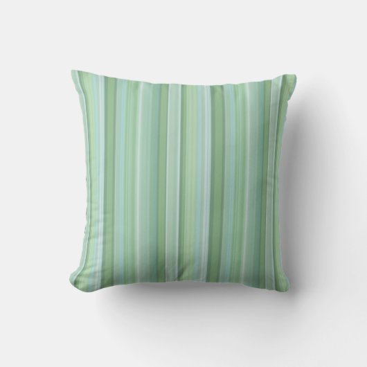 Seafoam, Sage & Baby Blue Striped Patroon Kussen (Voorkant)