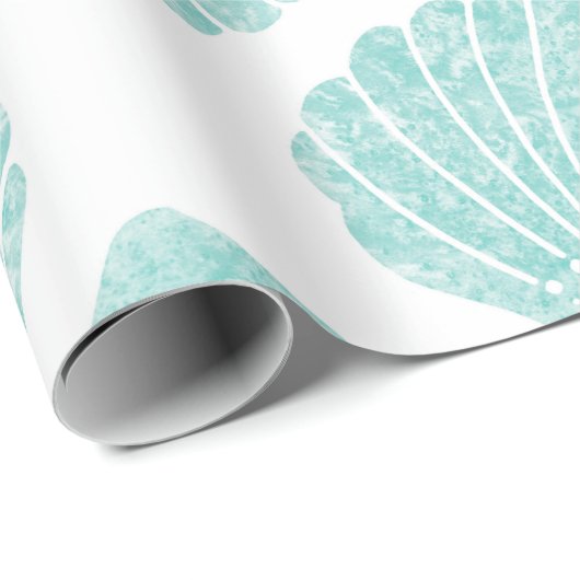 Seafoam Seashell Pattern Cadeaupapier (Rol Hoek)