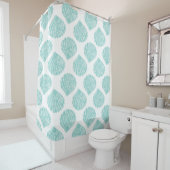 Seafoam Seashell Pattern Douchegordijn (In situ)