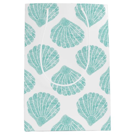 Seafoam Seashell Pattern Medium Cadeauzakje (Voorkant)