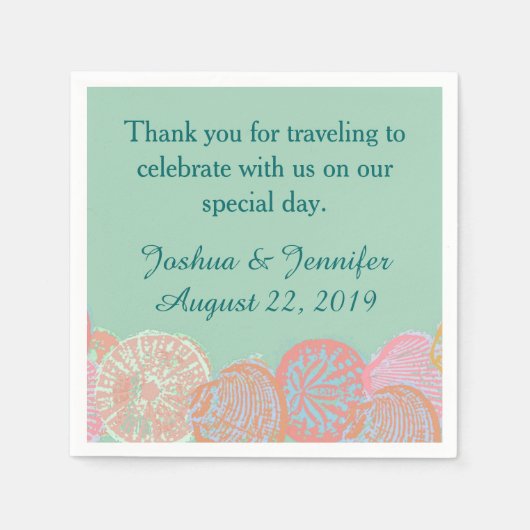 Seafoam Seashells Beach Wedding Servet (Voorkant)