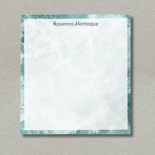 Seafoam Silver Border Elegant Custom Script Name Notitieblok