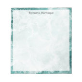Seafoam Silver Border Elegant Custom Script Name Notitieblok (Voorkant)
