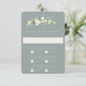 Seafoam Snowberry + Eucalyptus Bruiloft Multi-Even RSVP Kaartje (Staand voorkant)