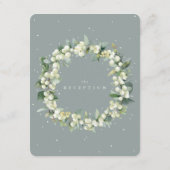 Seafoam Snowberry + Eucalyptus bruiloft receptie Informatiekaartje (Achterkant)