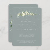Seafoam Snowberry + Eucalyptus bruiloft repetitie Informatiekaartje (Voorkant / Achterkant)