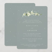 Seafoam Snowberry + Eucalyptus bruiloft repetitie Kaart (Voorkant / Achterkant)