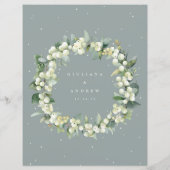 Seafoam Snowberry+Eucalyptus Mariage Boissons Menu (Dos)