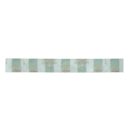 Seafoam Stiped Velvet-Look Diamond Trees Lint (Voorkant)