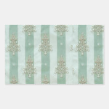 Seafoam Stiped Velvet-Look Diamond Trees