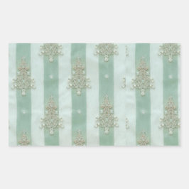 Seafoam Stiped Velvet-Look Diamond Trees Rechthoekige Sticker