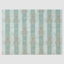 Seafoam Stiped Velvet-Look Diamond Trees Tissuepapier