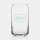 Seafoam Stylisé Nom Mariage Bridesmaid Verre (Recto)