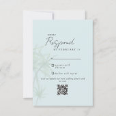 Seafoam Tropical Modern Wedding QR Code RSVP II Kaartje (Voorkant)