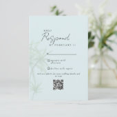Seafoam Tropical Modern Wedding QR Code RSVP II Kaartje (Staand voorkant)