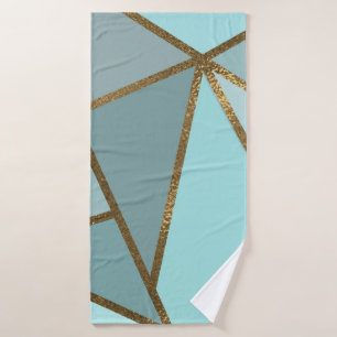 Seafoam Turquoise Green Blue & Bronze Geometric Bad Handdoek