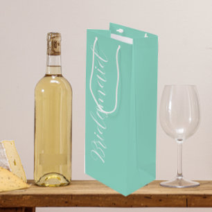Seafoam Wedding Bridesmaid gestileerd script Wijn Cadeautas