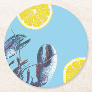 Seafood Boil Blue Lobster en Lemon Ronde Kartonnen Onderzetter