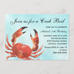 Seafood Crab Boil Summer Birthday Party Kaart