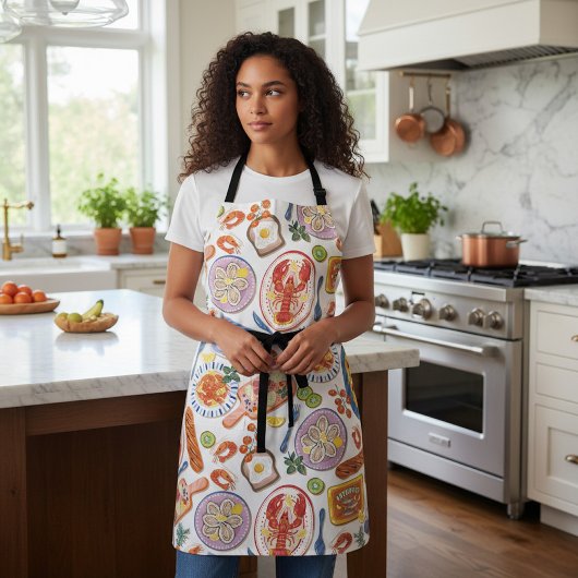 Seafood Feast All-Over Pattern Schort