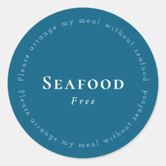 Seafood-Free Request Sticker, Navy - White Ronde Sticker