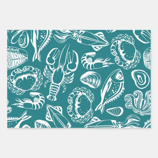 Seafood Lover Pattern Inpakpapier Vel (Voorkant)