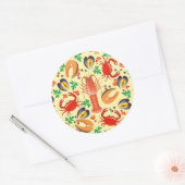 Seafood Patroon Ronde Sticker (Envelop)