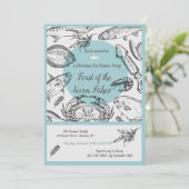 Seafood Pen en Inktnodiging Kaart (Staand voorkant)