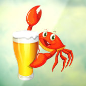 Seafood Restaurant Cartoon Crab With Beer Decor Raamsticker (Vel 3)