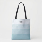 Seaglass Aqua Waterverf Ombre Monogram Tote Bag (Voorkant)
