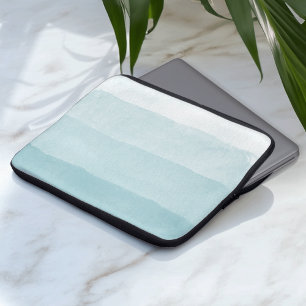 Seaglass Aqua Waterverf Verloopkleurenblok Laptop Sleeve