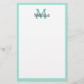 Seaglass Zee Groene Grens Monogram Naam Initiaal Briefpapier (Voorkant)