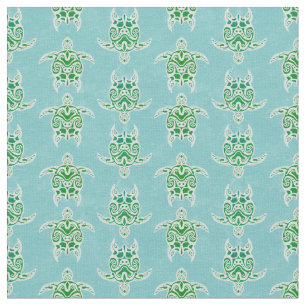Seagreen Tribal Green Sea Turtles Stof