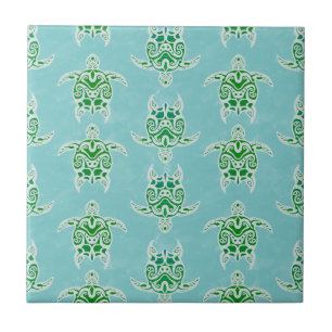 Seagreen Tribal Green Sea Turtles Tegeltje
