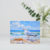 Seagul op het strand van Baltisch zee. impressioni Briefkaart (Staand voorkant)