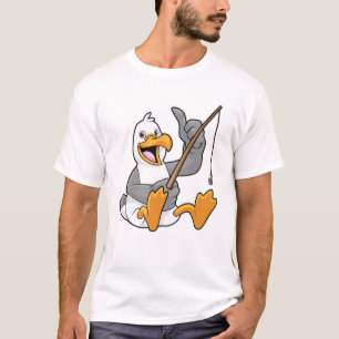 Seagull at Fishing with Fishing Road T-shirt