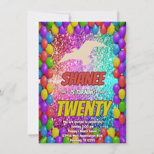 Seagull Beach Ocean Lake Invitation de la partie n (Devant)