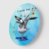 Seagull Bird Fish Ocean Wave Clock Grote Klok (Hoek)