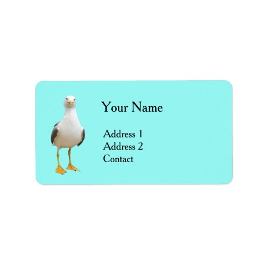 Seagull Bird op Turquoise Etiket (Voorkant)