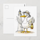Seagull Comic Lighthouse Lantern Briefkaart (Voorkant / Achterkant)