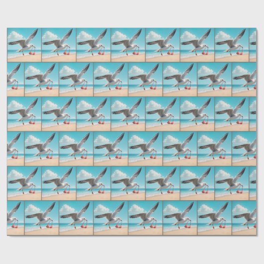 Seagull Flying With a Bikini Top Cadeaupapier (Vlak)