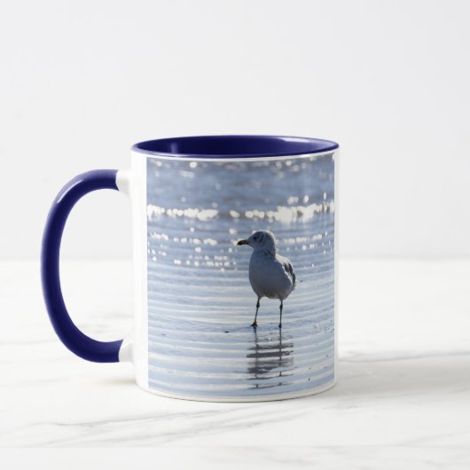Seagull in Ocean Photo Mug (Gauche)